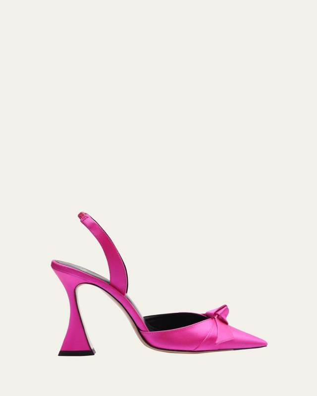 Clarita Leather Bow Slingback Pumps